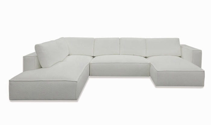 Divani Casa Lulu - Modern White Fabric Modular Sectional Sofa With Right Facing Chaise VGSX-F22053-RAF-WHT