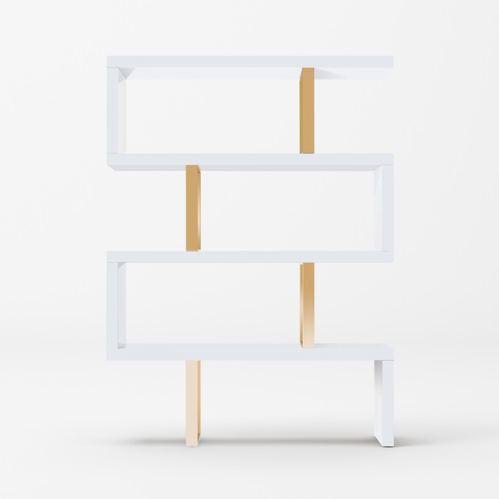 Modrest Maze - Modern White & Gold Bookcase VGBB-MD105-WHTGLD