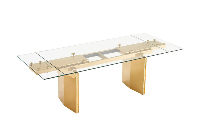 Modrest Nassim - Glam Glass Extendable Dining Table VGZA-T105-S-GLD