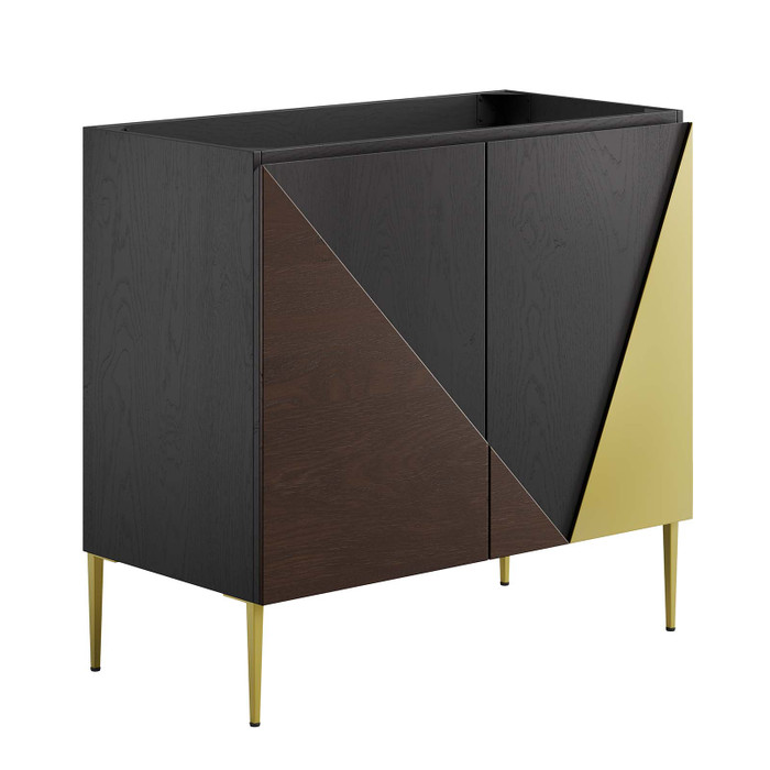 EEI-6144-BLK-GLD Alchemist 36" Bathroom Vanity Cabinet (Sink Basin Not Included) - Black Gold By Modway