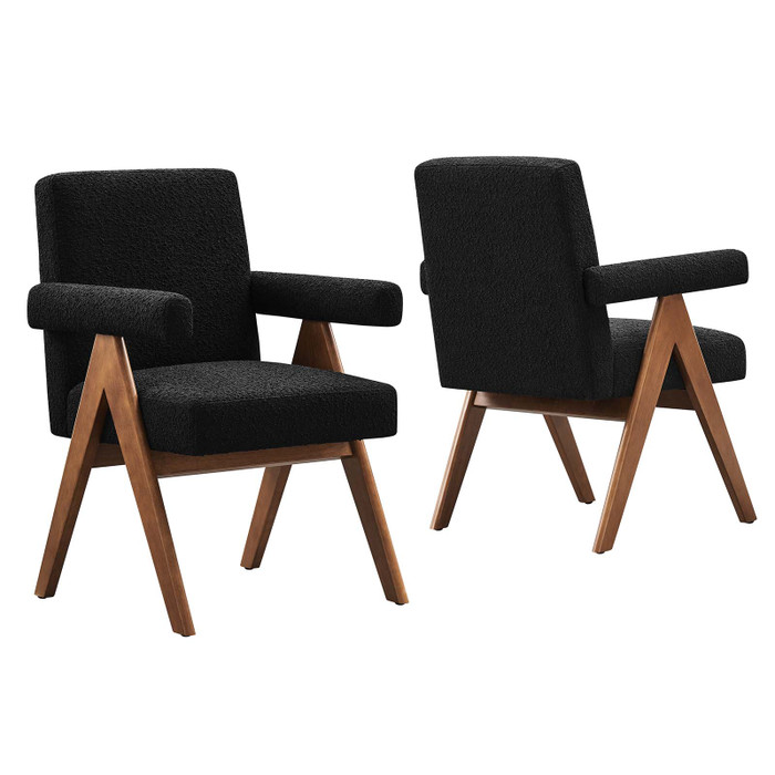 EEI-6506-BLK Lyra Boucle Fabric Dining Room Chair - Set Of 2 By Modway