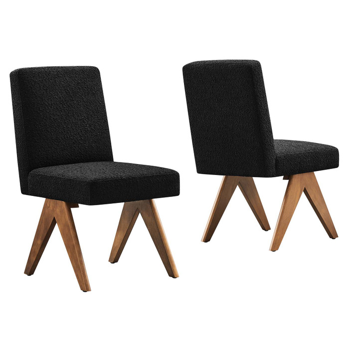 EEI-6508-BLK Lyra Boucle Fabric Dining Room Side Chair - Set Of 2 By Modway