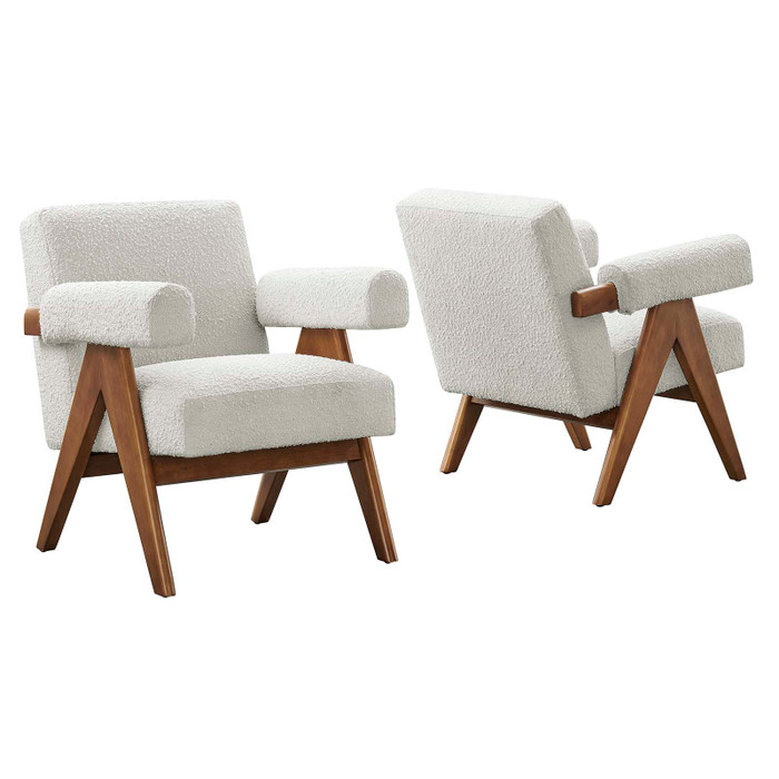 EEI-6703-IVO Lyra Boucle Fabric Armchair - Set Of 2 By Modway