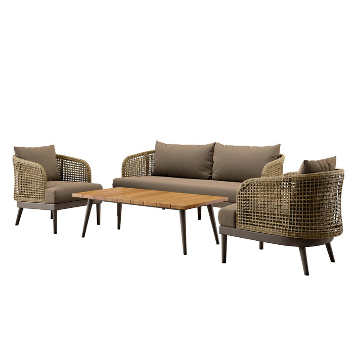 EEI-5672-NAT-TAU Meadow 4-Piece Outdoor Patio Set - Natural Taupe By Modway