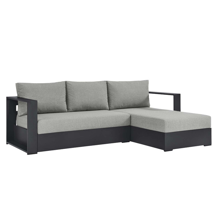 EEI-6669-GRY-GRY Tahoe Outdoor Patio Powder-Coated Aluminum 2-Piece Right-Facing Chaise Sectional Sofa Set - Gray Gray By Modway