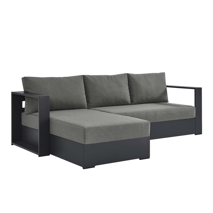 EEI-6670-GRY-CHA Tahoe Outdoor Patio Powder-Coated Aluminum 2-Piece Left-Facing Chaise Sectional Sofa Set - Gray Charcoal By Modway
