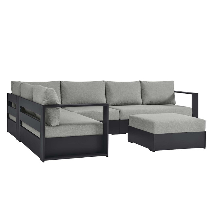 EEI-6674-GRY-GRY Tahoe Outdoor Patio Powder-Coated Aluminum 5-Piece Sectional Sofa Set - Gray Gray By Modway