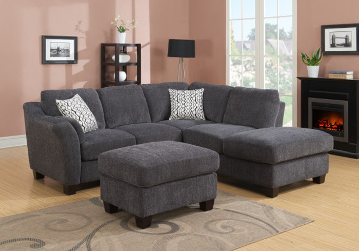 Emerald Home Clayton-2 Piece Sectional With 2 Pillows-Grey U8060-11-12-23B-K