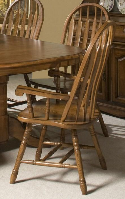 Classic Oak Turned Leg Arrow Back Arm Chair (Pack Of 2) Co-Ch-247Sha-Bru-Su By Intercon Furniture
