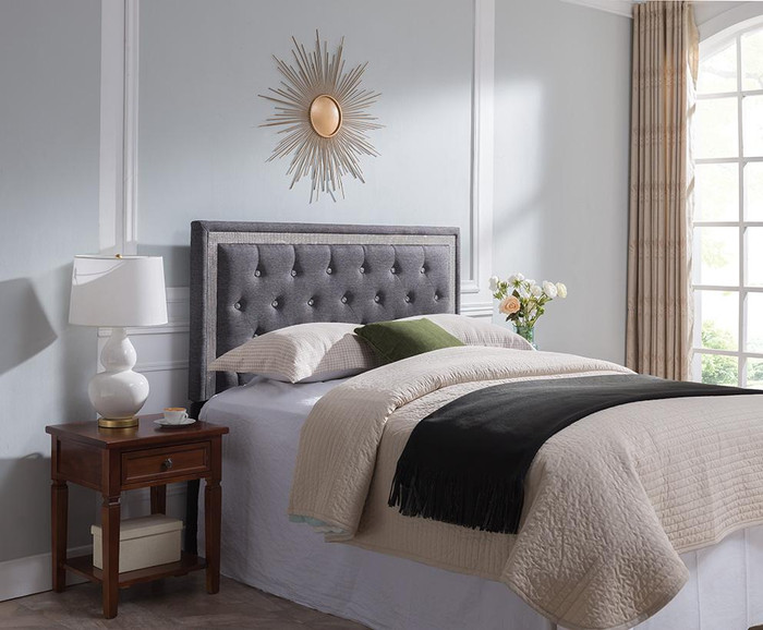 Gray Linen Tufted Headboard 7549-GR-F/Q