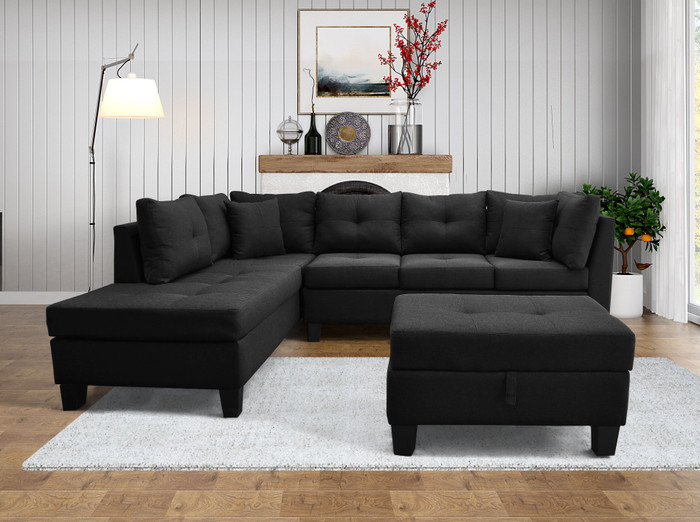 Linen Sectional Sofa - Left 9126