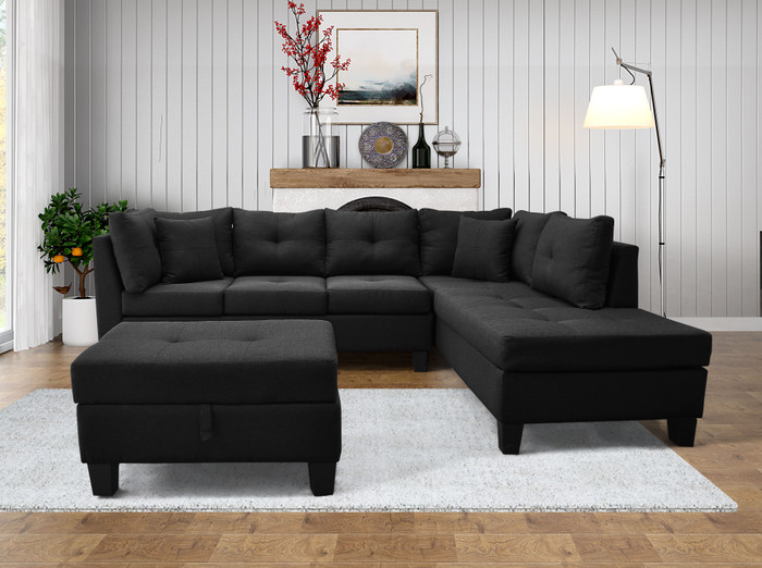 Linen Sectional Sofa - Right 9127