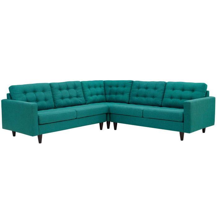 EEI-1417-TEA Empress 3 Piece Upholstered Fabric Sectional Sofa Set By Modway