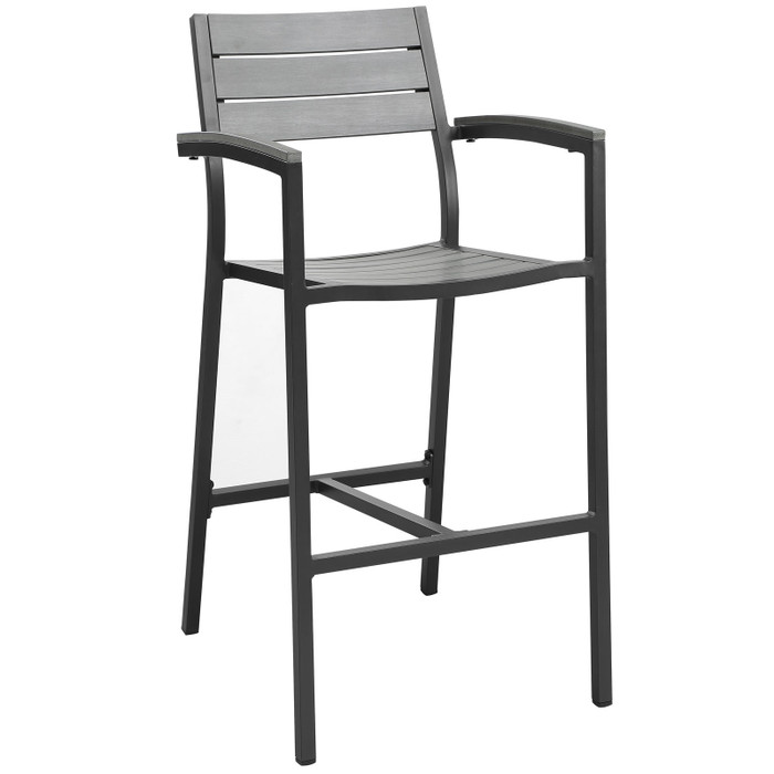 EEI-1510-BRN-GRY Maine Outdoor Patio Bar Stool By Modway