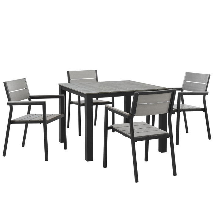 EEI-1745-BRN-GRY-SET Maine 5 Piece Outdoor Patio Dining Set By Modway