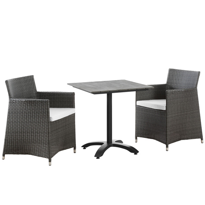 EEI-1758-BRN-WHI-SET Junction 3 Piece Outdoor Patio Dining Set By Modway