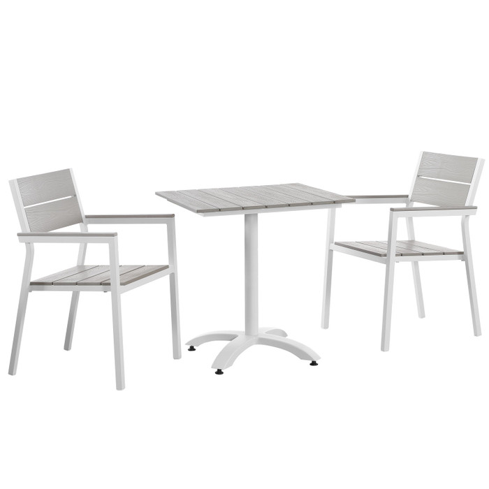 EEI-1759-WHI-LGR-SET Maine 3 Piece Outdoor Patio Dining Set By Modway