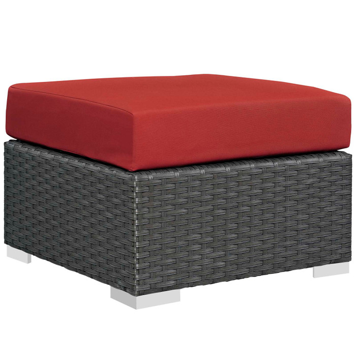 EEI-1855-CHC-RED Sojourn Outdoor Patio Sunbrella Ottoman By Modway