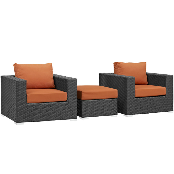 EEI-1891-CHC-TUS-SET Sojourn 3 Piece Outdoor Patio Sunbrella Sectional Set By Modway