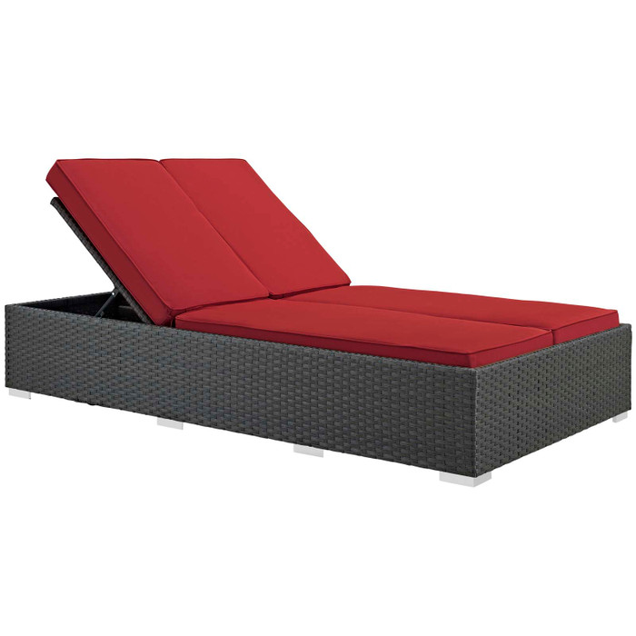 EEI-1983-CHC-RED Sojourn Outdoor Patio Sunbrella Double Chaise By Modway