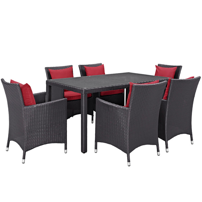 EEI-2241-EXP-RED-SET Convene 7 Piece Outdoor Patio Dining Set By Modway