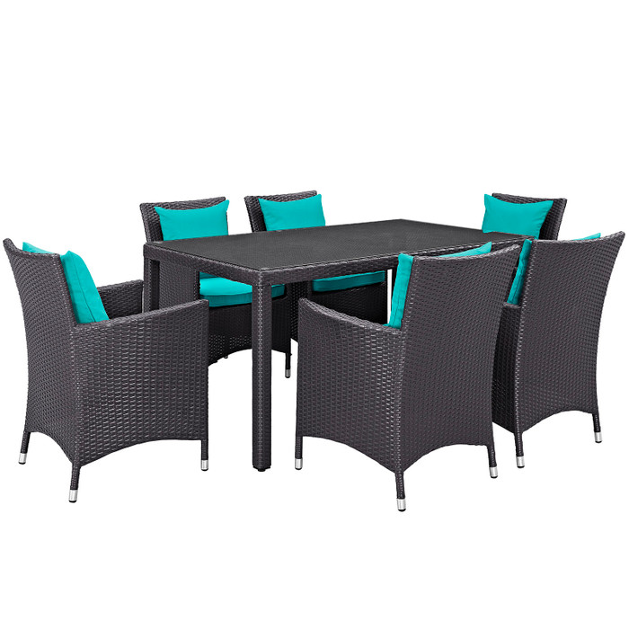 EEI-2241-EXP-TRQ-SET Convene 7 Piece Outdoor Patio Dining Set By Modway