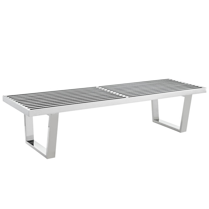EEI-246-SLV Sauna 5' Stainless Steel Bench By Modway