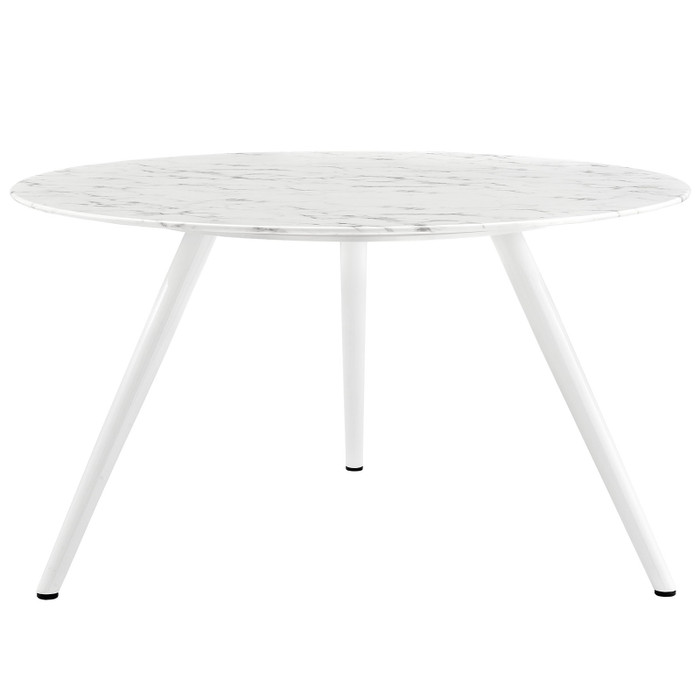 EEI-2526-WHI Lippa 54" Round Artificial Marble Dining Table With Tripod Base By Modway