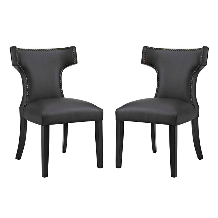 EEI-2740-BLK-SET Curve Dining Side Chair Vinyl Set Of 2 By Modway