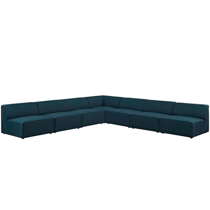 EEI-2841-BLU Mingle 7 Piece Upholstered Fabric Sectional Sofa Set By Modway