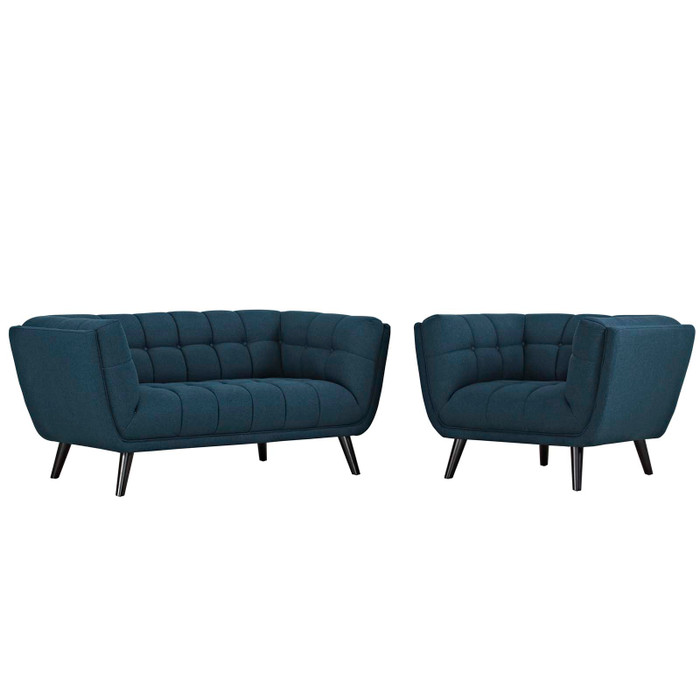 EEI-2972-BLU-SET Bestow 2 Piece Upholstered Fabric Loveseat And Armchair Set By Modway