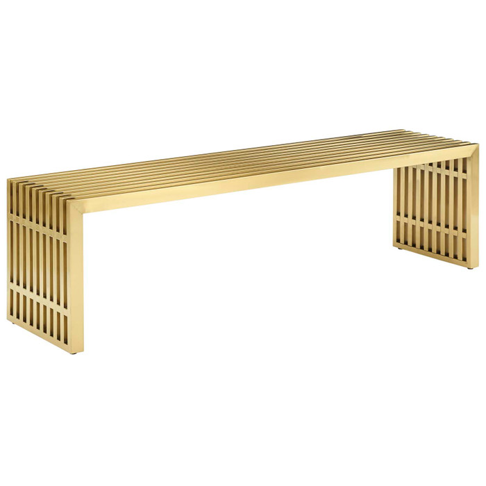 EEI-3000-GLD Gridiron Large Stainless Steel Bench By Modway