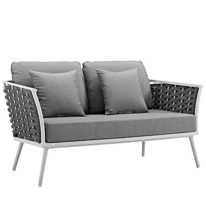 EEI-3019-WHI-GRY Stance Outdoor Patio Aluminum Loveseat By Modway