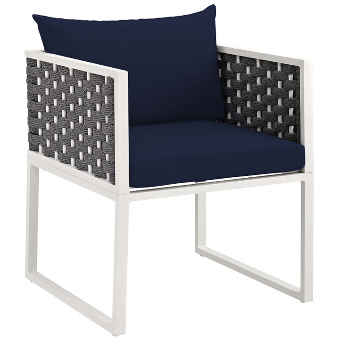 EEI-3053-WHI-NAV Stance Outdoor Patio Aluminum Dining Armchair By Modway