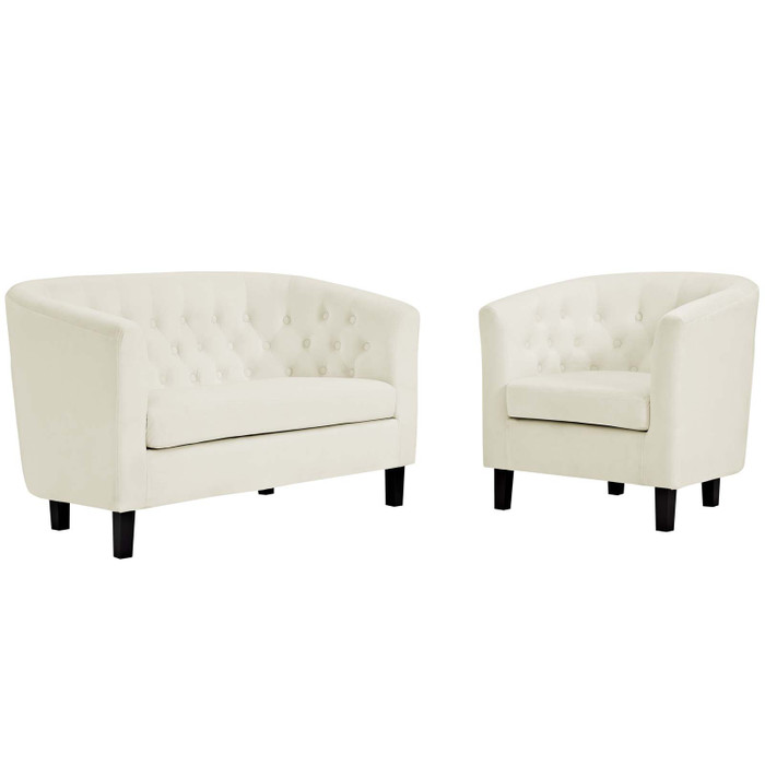 EEI-3154-IVO-SET Prospect 2 Piece Performance Velvet Loveseat And Armchair Set By Modway