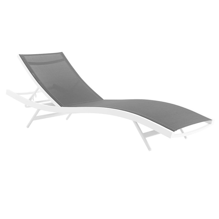 EEI-3300-WHI-GRY Glimpse Outdoor Patio Mesh Chaise Lounge Chair By Modway