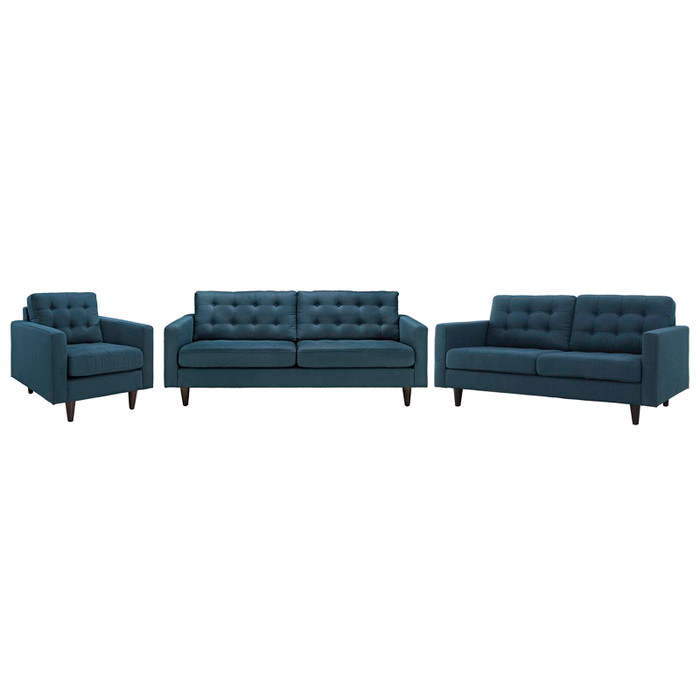EEI-3316-AZU Empress Sofa, Loveseat And Armchair Set Of 3 By Modway