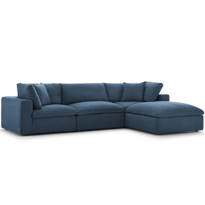 EEI-3356-AZU Commix Down Filled Overstuffed 4 Piece Sectional Sofa Set By Modway