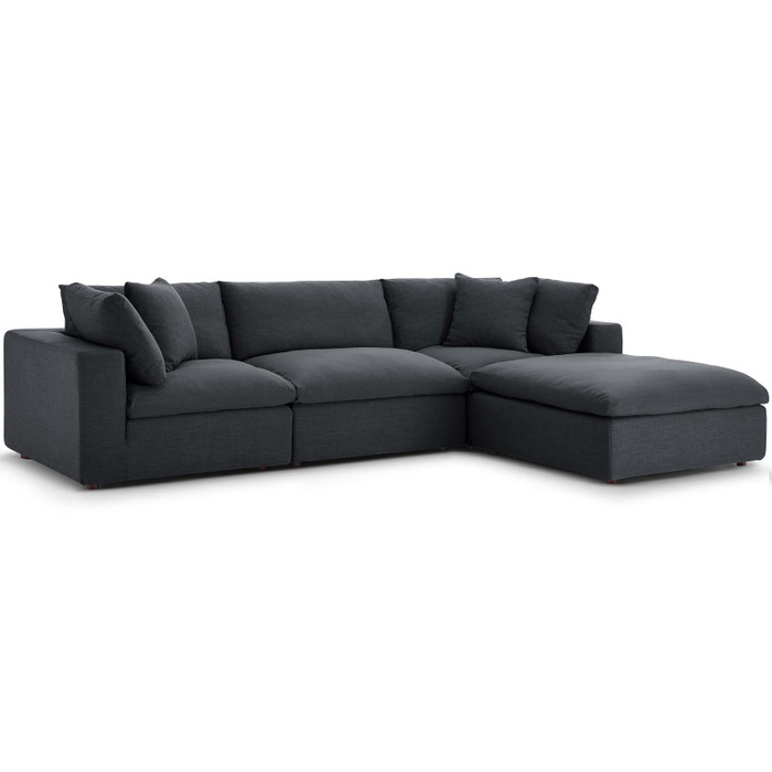 EEI-3356-GRY Commix Down Filled Overstuffed 4 Piece Sectional Sofa Set By Modway