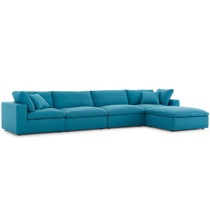 EEI-3358-TEA Commix Down Filled Overstuffed 5 Piece Sectional Sofa Set By Modway