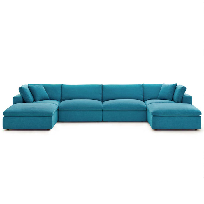 EEI-3362-TEA Commix Down Filled Overstuffed 6 Piece Sectional Sofa Set By Modway