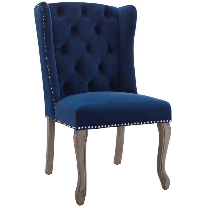 EEI-3367-NAV Apprise French Vintage Dining Performance Velvet Side Chair By Modway