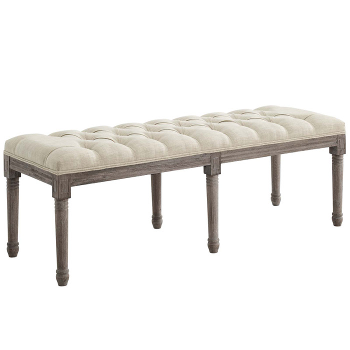 EEI-3368-BEI Province French Vintage Upholstered Fabric Bench By Modway