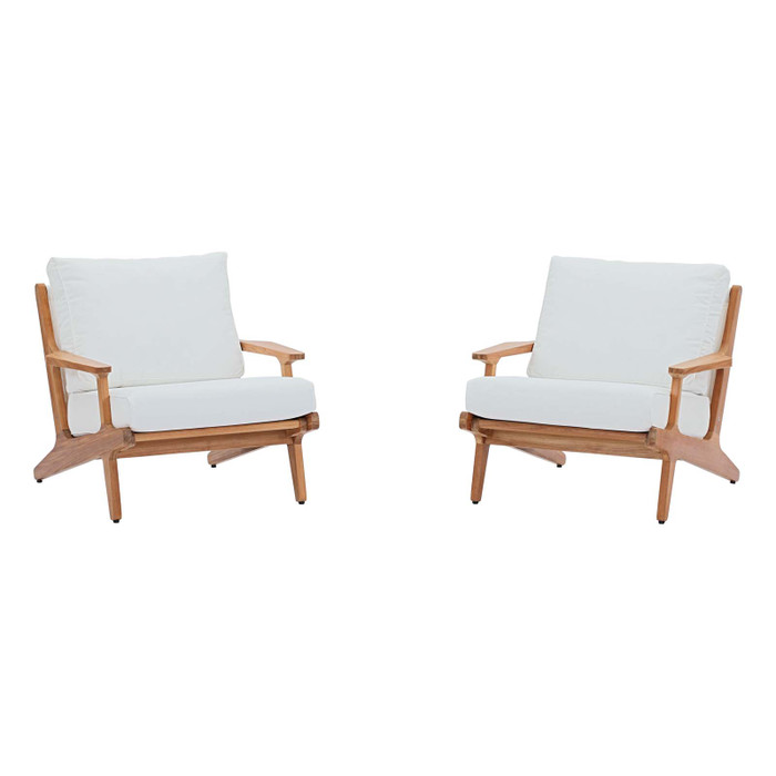 EEI-3374-NAT-WHI-SET Saratoga 2 Piece Outdoor Patio Teak Set By Modway