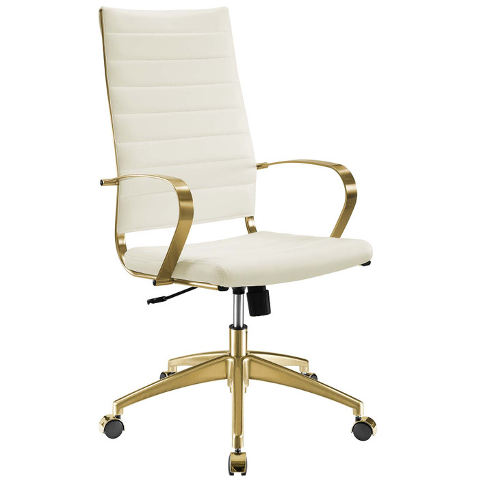 EEI-3417-GLD-WHI Jive Gold Stainless Steel Highback Office Chair By Modway