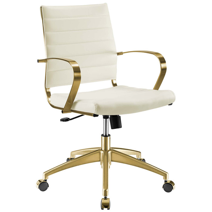 EEI-3418-GLD-WHI Jive Gold Stainless Steel Midback Office Chair By Modway