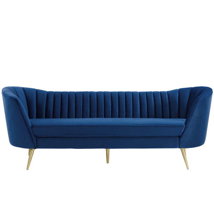 EEI-3453-NAV Opportunity Vertical Channel Tufted Curved Performance Velvet Sofa By Modway