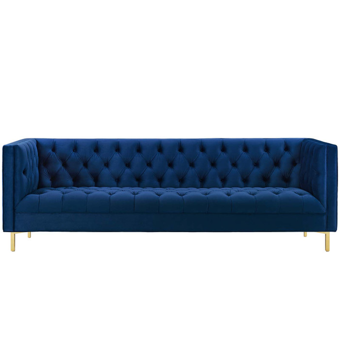 EEI-3455-NAV Delight Tufted Button Performance Velvet Sofa By Modway