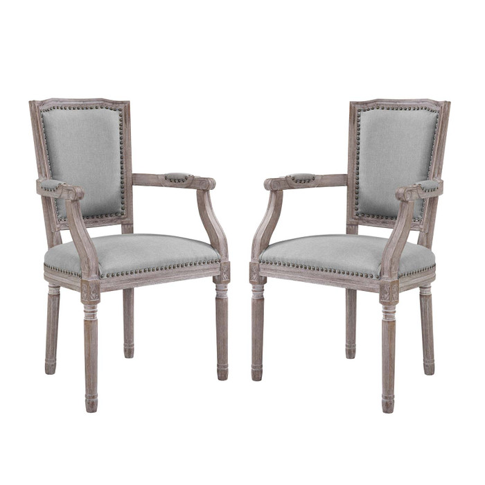 EEI-3462-LGR Penchant Dining Armchair Upholstered Fabric Set Of 2 By Modway