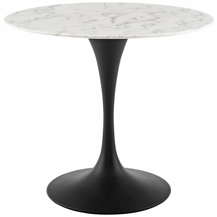 EEI-3516-BLK-WHI Lippa 36" Round Artificial Marble Dining Table By Modway